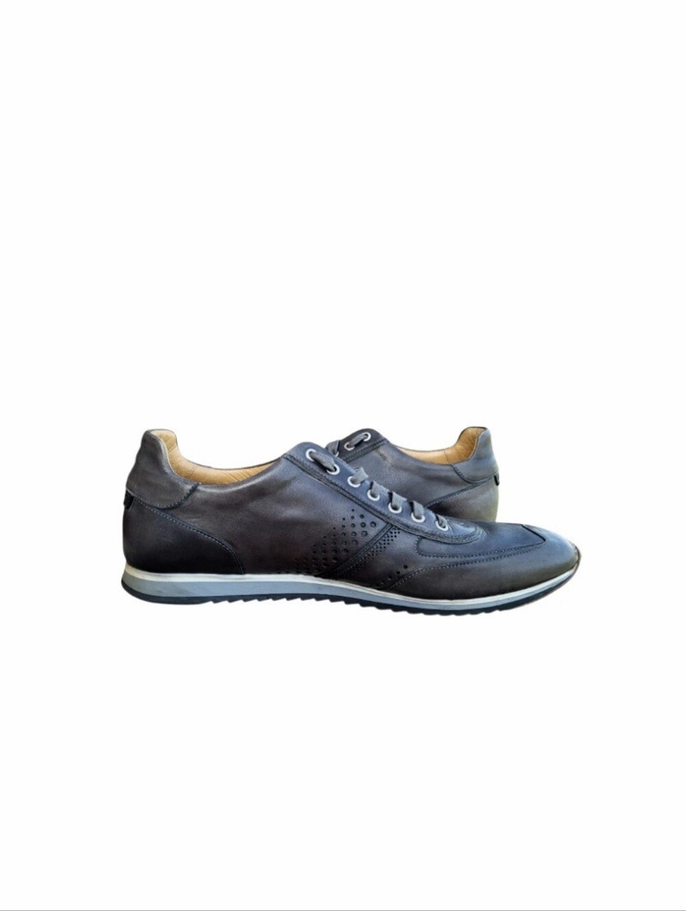 Magnanni Ibiza Cristian Christian Gray Leather Casual Athletic Trainer Men 13 - Picture 4 of 16